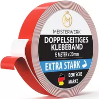 Meisterwerk dvipusė lipni juosta be gręžimo – [ypač stipri] – universali montavimo juosta i dvipusė lipni juosta stipri i dviguba lipni juosta lipni juosta (5 m x 20 mm)