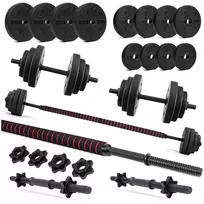 Platinum Fitness 20kg rinkinys surenkama štanga 2in1 treniruotėms, svoriai, grifas, hanteliai 2x10kg