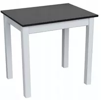 Metdrew virtuvės stalas 90x60 cm, medinės kojos, baltas/juodas