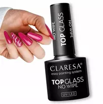 Claresa Top Glass No Wipe efektas, drėgnų nagų efektas, grūdintas stiklas, apsauginis