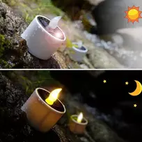 Soulbay saulės energija įkraunamos žvakės lauke, 5,8 x 5,1 cm, vandeniui atsparios saulės energija įkraunamos arbatinės žvakutės su mirgančia liepsna ir šviesos jutikliu, skirtos balkonui, sodui, žibintams, stovyklavimui, kambario dekoravimui, 6 vnt.