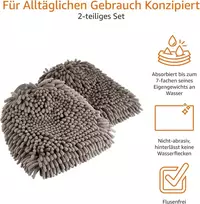 Amazon Basics prabangi automobilio plovimo pirštinė-rankšluostis, mikropluoštas, 2 vnt., tamsiai pilka, 30x20 cm