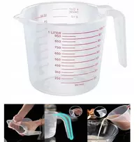 Skaidrus virtuvinis matavimo indas 1000ml 1l puodelis su skale