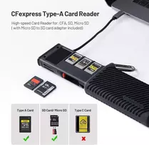 Pgytech Cfexpress Type A/sd/micro Sd kortelių skaitytuvas 10gbps Usb 3.2 Gen2, Cfexpress Type A/sd/tf kortelių laikiklis, aliuminio lydinys, suderinamas su kameromis/telefonais/dronais/veiksmo kameromis (juodas)