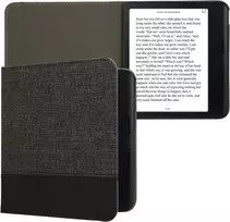 Kwmobile dėklas, suderinamas su kobo libra colour/tolino vision colour - drobės Ereader apsauginis dėklas - antracito juodas