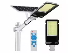 Saulės led lempa 2,8kw 20000lm saulės panelė 6500k prieblandos jutiklis nuotolinio valdymo pultas
