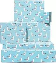 Mėlynas dovanų popierius – gimtadienio žuvėdra – paukštis – 6 lapai juokingo dovanų pakavimo popieriaus – gimtadienio dovanų popierius vyrams ir moterims – su lipdukais – perdirbamas – Central 23