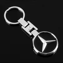Raktų pakabukas Pakabutis su Mercedes-benz logotipu, sidabro spalvos chromuotas, juodas metalinis
