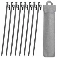 8 vnt. palapinės kuoliukai, tvirtinimo kaiščiai, įkalami į žemę, metaliniai, 30 cm
