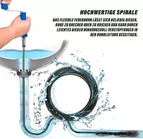 Gemsaya 2 x spiralė vamzdžių valymui, 10 m x 12 mm skersmens spiralinis kanalizacijos valiklis, daugiafunkcinis vamzdžių valymo velenas su elektriniais ir rankiniais adapteriais, vamzdžių valiklis su kanalizacijos valikliu, pjovimo galvutė
