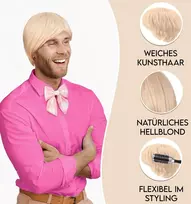 Balinco šviesi perukas vyrams, šviesus perukas vyrams, trumpų plaukų šukuosena vyrams, šviesus perukas vyrams, karnavalinis kostiumas su peteliške, cosplay, anime, išgalvotas kostiumas, helovynas