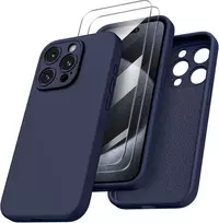 Ornarto dėklas, skirtas iphone 15 pro, su kameros apsauga ir 2 ekrano apsaugomis, skysto silikono telefono dėklas iphone 15 pro 6,1 colio, smūgiams atsparus iphone 15 pro apsauginis dėklas su mikropluoštu