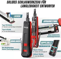 Ampcom ethernet įrankių rinkinys 7-in-1 rj45/rj11 tinklo įrankių rinkinys, skirtas cat6/cat5e/cat5 rj45 jungtims su 110 punch down įrankiu ir laidų nuėmėju nešiojamame vandeniui atspariame krepšyje