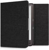 Kwmobile dėklas, skirtas Pocketbook Inkpad 3 - knygos stiliaus medžiaginis apsauginis e-skaityklės viršelis - tamsiai pilkas