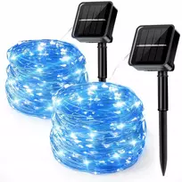 Aisutha baltos saulės energija varomos kalėdinės lemputės girlianda 120 Led 2x12m