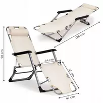 Sulankstomas sodo gultas pliažo kėdė 2in1 sofa beige solid 150kg