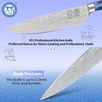 Xyj Authentic Since 1986, japoniškas šefo peilis 8 colių vein damascus rašto nerūdijančio plieno pjaustymo peilis, virtuvės įrankis, profesionalus šefo peilis su dėklu, skirtas stovyklavimui lauke ir kepsninei