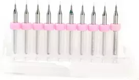 Carbide, Hhs 10 dalių karbido makro grąžtų rinkinys, Pcb grąžtų rinkinys, mini grąžto kotas Pcb (0,1 mm)