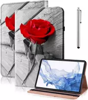 Glandotu dėklas, skirtas redmi pad pro 12.1 2024, folio atverčiamas odinis apsauginis dėklas su rašiklio laikikliu, stovu ir piniginės uždangalu, skirtas redmi pad pro 12.1 planšetiniam kompiuteriui - red rose