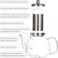 Bowd stiklinis arbatinukas 1100 ml arbatinis virdulys su nuimamu infuzoriumi, atsparus karščiui borosilikatinis stiklas, puikiai tinka biriai arbatai, tinkamas naudoti ant viryklės ir mikrobangų krosnelėje