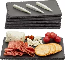 Mini lentelės sūrio padėklai – 6 dalių užkandžių lentelės, sūrio ir mėsos padėklas namams, restoranui ir kavinei, 3 kreidelės įtrauktos, 15,24 x 0,25 x 22,23 cm