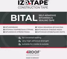 Bituminė stogo dengimo sandarinimo juosta Izotape Bital 200 mm x 10 m, juoda