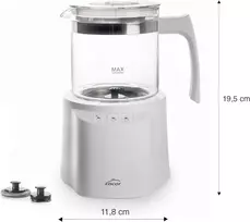 Kavos aparatas Lacor 69398 Mann 3-in-1 pieno putų plakiklis su indu, nerūdijančio plieno pagrindu, hermetišku dangteliu ir ergonomiška rankena, be Bpa, 250 ml, stiklas, baltas, įvairiaspalvis