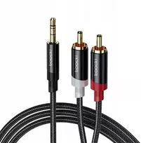 Oem Toocki 3.5mm į 2 rca audio aux kabelis 5m juodas moy