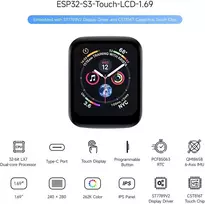 Waveshare Esp32-s3 1.69 colių jutiklinis ekranas, skirtas kūrimo plokštei, 240 x 280 pikselių, 262k spalvų, kompaktiškas dydis, micro lcd ekranas su Esp32-s3, akselerometro ir giroskopo jutikliu