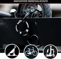 Master Lock trosinė spyna su raktu, 1 m, idealiai tinka paspirtukui, dviračiui, vežimėliui, sporto įrangai, juoda