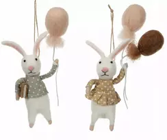 Skandi Velykinis pakabukas zuikis, vilnonis papuošimas, juokingi pakabukai, 2 vnt.
