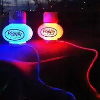 Ledson poppy mėlynas plaukiojantis apšvietimas po poppy kvapu