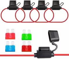 Allecin 4 vnt. automobilinių saugiklių laikiklių rinkinys 10awg laidų ašmeninių saugiklių laikiklis įmontuotas 32v saugiklių laikiklis vandeniui atsparus ašmeninių saugiklių laikiklis su 10a 15a 30a 40a standartiniais ašmeniniais saugikliais automobiliui