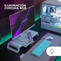 Mars Gaming Mgs-one Baltas, Chroma Rgb monitoriaus stovas, reguliuojamas dydis, išmaniojo telefono ir planšetinio kompiuterio stovas, priekinis Usb 2.0