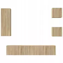 TV staliukas 5 dalių televizoriaus spintelių komplektas, ąžuolo imitacija