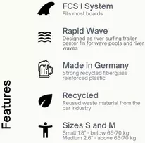 Eisbach Riders tvarus banglenčių Fcs rapid river surfing rinkinys (juodas, vidutinis - 2.6 colio) - pagamintas Vokietijoje iš perdirbto plastiko
