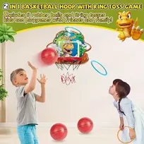 Fullware mini krepšinio lankas vaikams – 2-in-1 su žiedų mėtymu ir dino dizainu, mini krepšinio lankas vidaus/lauko naudojimui, rezultatų ekranas/muzika – dovana berniukams nuo 3 iki 10 metų