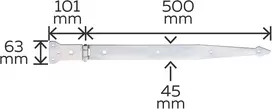 Alberts 845582 užmetamas vyris su kniedytu kaiščiu, galvanizuotas, storos plėvelės apsauga, juosta 500 x 45 mm, vyris 101 x 63 mm, 10 vnt., sidabrinis