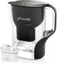 Frizzlife vandens filtro ąsotis, didelis 10 puodelių valytuvas su filtro naudojimo priminimu, ilgaamžis, reguliuojamas filtravimo greitis, sumažina chlorą, sunkiuosius metalus, fluoridą, blogą skonį ir kvapą, tamsus