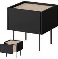 Bogart Loft stiliaus naktinis staliukas, juodas matinis staliukas su stalčiumi, 40 cm