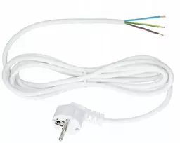 Omy 3x1mm² 3m baltas kampinis laidas su kištuku