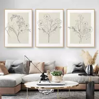 Plakatas Gėlių paveikslų rinkinys 3 vnt. Boho stiliaus sienų dekoras (40x50 cm)