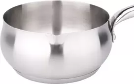 Kamberg - 3 puodų rinkinys 16/18/20 cm - aukštos kokybės nerūdijantis plienas - obuolio forma - su snapeliu - tinka visiems šilumos šaltiniams, įskaitant indukcines kaitlentes - juoda silikoninė rankena