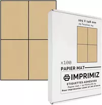Kraft lipnios etiketės 105 x 148.5 mm, 4 etiketės/lapai, skirtos lazeriniams ir rašaliniams spausdintuvams, 25 lapai, A4