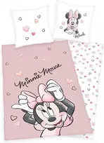 Disney Minnie Mouse patalynės komplektas - 135 x 200 cm + 80 x 80 cm su reversiniu motyvu - 100% medvilnė renforcé