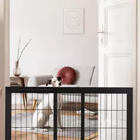 Relaxdays apsauginiai varteliai, prailginami saugos varteliai, laiptams ir durims, a x p 56 x 70-115 cm, pastatomi, vaikams ir šunims, juodi