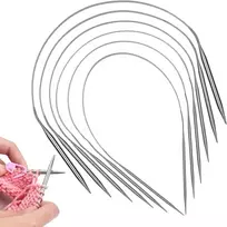 Aeeque rinkinys apskritų mezgimo virbalų 40 cm, 2,5 mm - 9,0 mm, 6 vnt nerūdijančio plieno mezgimo virbalų rinkinys, lengvi apvalūs mezgimo virbalai kepurėms, rankovėms, kojinėms, apskriti mezgimo virbalai