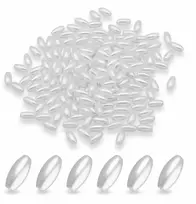 Mixform Balti akriliniai perlai „ryžiai“ 8x4mm, 25g