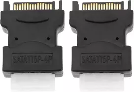 Create idea 2 vnt. 4 kontaktų female ide molex į sata 15 kontaktų male adapteris konverteris molex į sata maitinimo šaltinio priedai, skirti power hdd/ssd/dvd rw/kietajam diskui