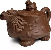 Arbatinukas Chinese Dragon Turtle Auspicious Zisha Clay Gongfu arbatos palaidoms lapams (ruda)